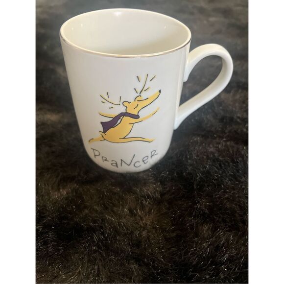 POTTERY BARN SANTA’S REINDEER PRANCER COFFEE MUG DISCONTINUED 12 OZ CHRISTMAS - Picture 2 of 4